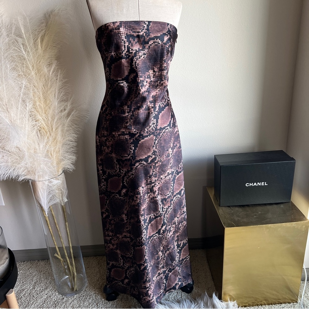 Strapless Neutral Python Maxi Slip Dress NWT - image 8